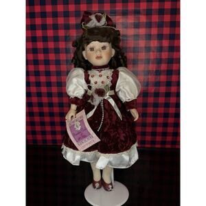 Vintage Porcelain Doll 1995 Sophia on Stand